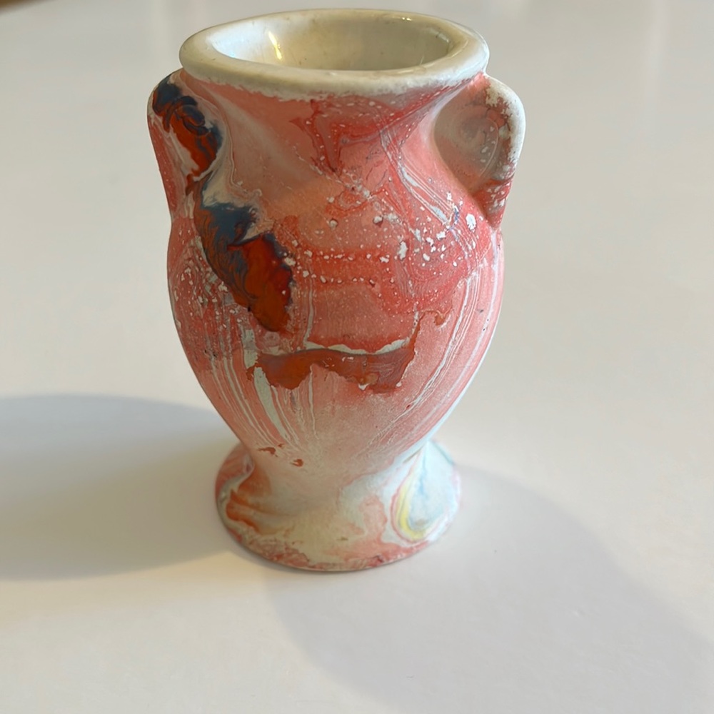 Small pastel colored Clay Vase, 3.50”T
